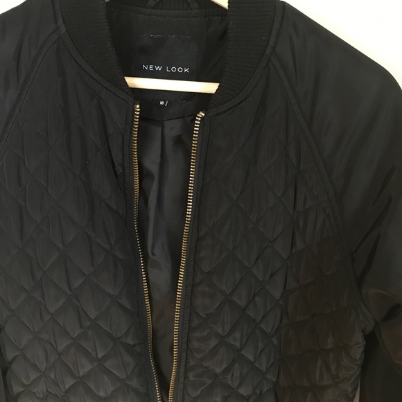 New Look Black Quilted Lined Bomber Jacket Size 6 - Picture 5 of 10